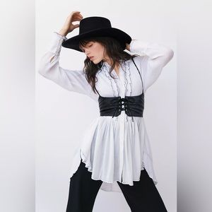 Free People Hastings Black Leather Corset Belt